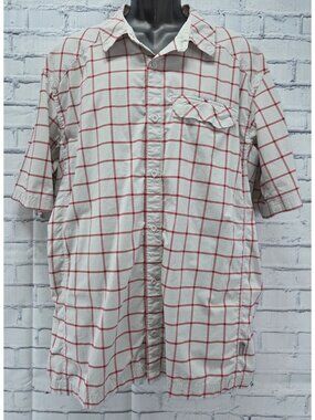 REI Mens Gray Plaid Short Sleeve Button-Up Shirt XXL Lightweight